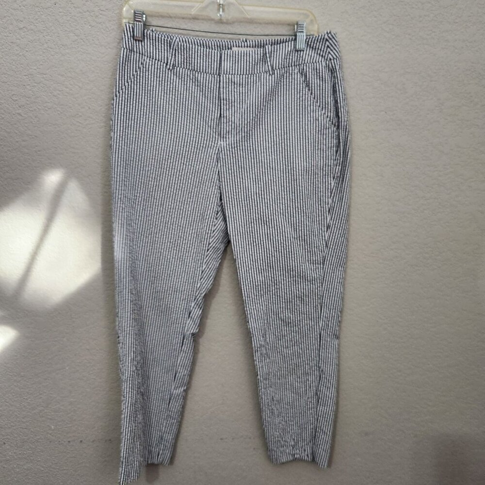 Merona Womens Striped Classic Fit Cotton Pants Size 8 Sailor Preppy Classic
